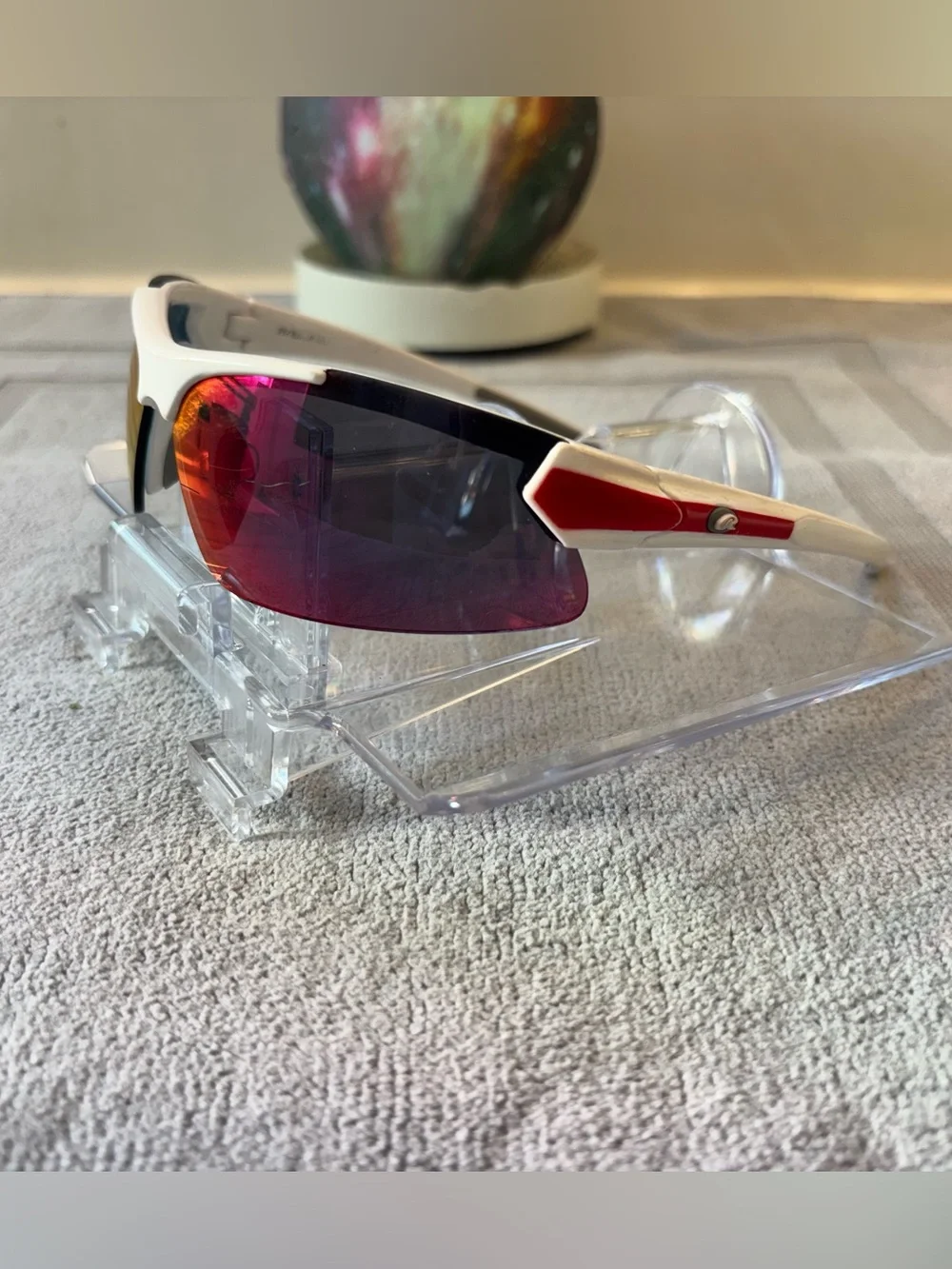 Rawlings White Frame Sunglasses with Pink-Red Mirrored Lenses